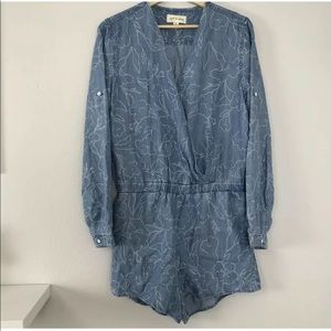 Anthropologie Clad & Cloth floral denim romper M